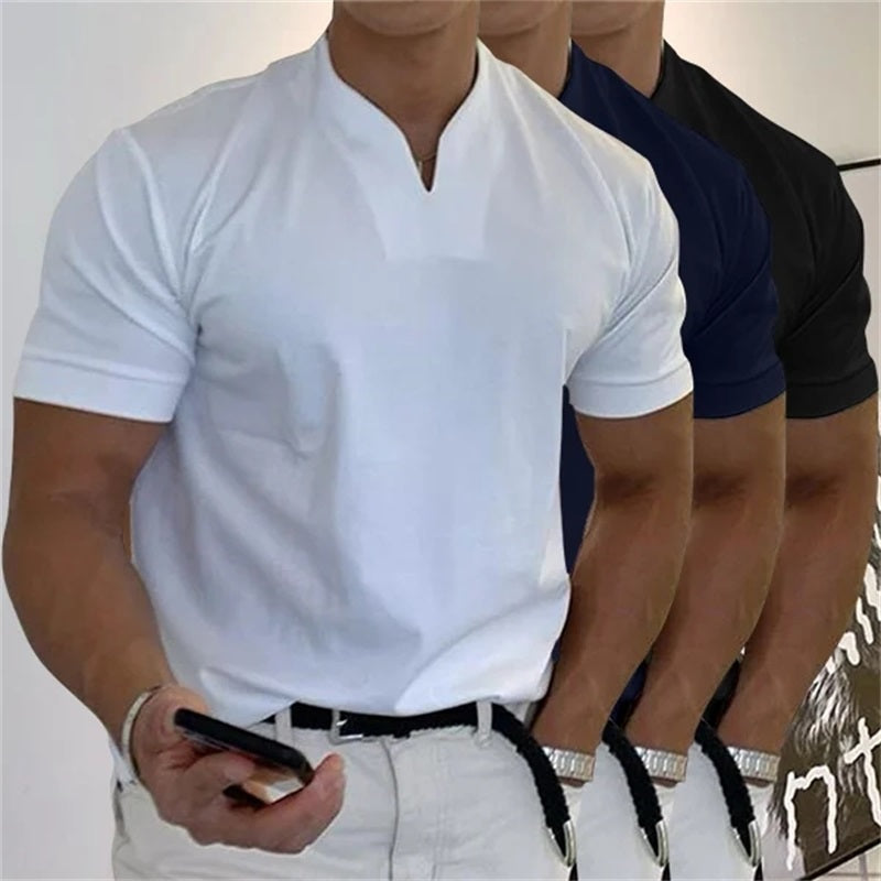 Kurzärmliges Sport-T-Shirt mit V-Ausschnitt
