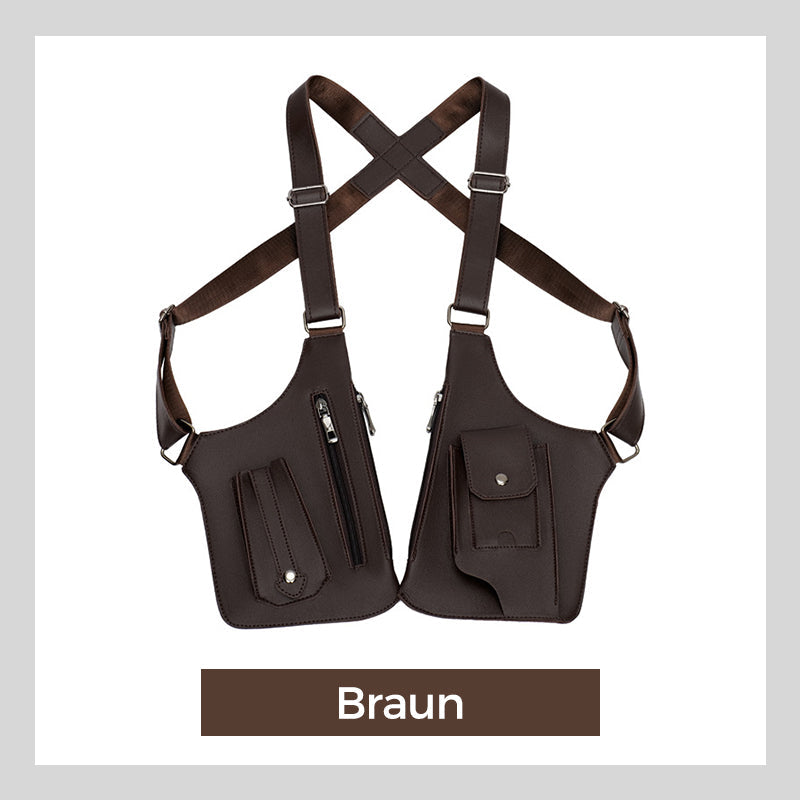 Premium Leder Unterarmtasche für Herren und Damen, dieftechnisch mit verstecktem Fach für Handys und Outdoor Ausrüstung, vielseitig für Radfahren, Wandern und mehr
