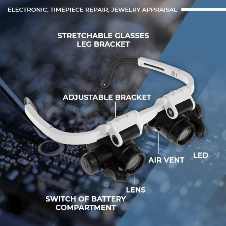 👓 50% RABATT! 🔍 LED-Lupenbrille – 23-fache Vergrößerung, Hell & Handsfrei für Präzisionsarbeiten ✨