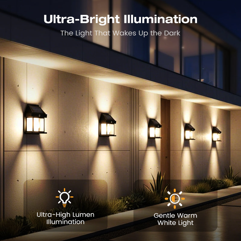 🎁 50 % RABATT! 💡 SOLAR-WANDLEUCHTE – Bewegungssensor & wetterfest 🌟🛒