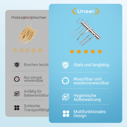 ⚡ Edelstahl Zahnstocher Set | Hygienisch & Langlebig 🦷✅