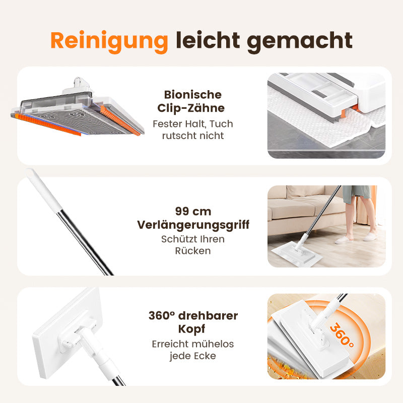 💥 LETZTER TAG! 50% RABATT 💥 Einweg-Staubmopp mit 4 wiederverwendbaren Bezügen 🧹✨