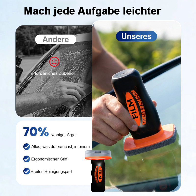 🚗Glas-Ölfilmentferner fürs Auto, Ölfilmentferner für Autowindschutzscheiben und -fenster, entfernt Ölfilme und Fingerabdrücke, verbessert die Klarheit der Windschutzscheibe für sicheres Fahren