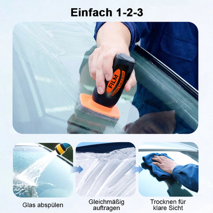🚗Glas-Ölfilmentferner fürs Auto, Ölfilmentferner für Autowindschutzscheiben und -fenster, entfernt Ölfilme und Fingerabdrücke, verbessert die Klarheit der Windschutzscheibe für sicheres Fahren