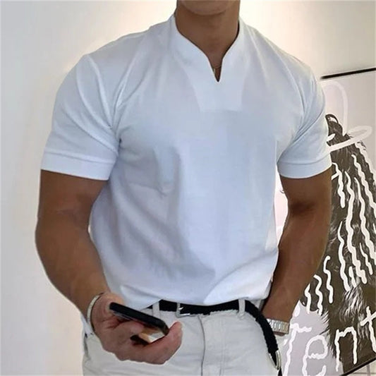 Kurzärmliges Sport-T-Shirt mit V-Ausschnitt