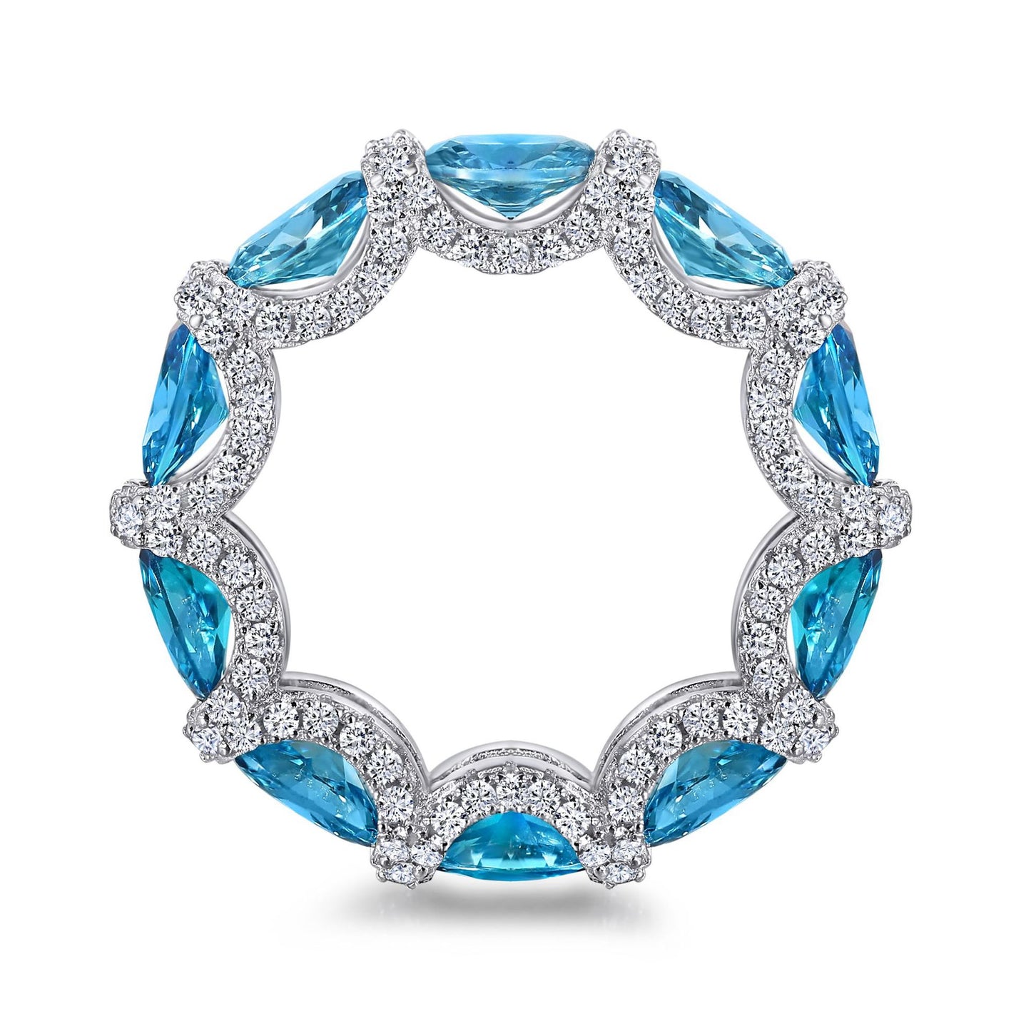 Ring mit synthetischen Diamanten und synthetischem Aquamarin