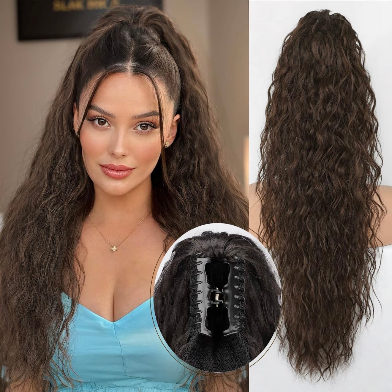 💜 LETZTER TAG DER AKTION - 🔥70 % RABATT 🔥Lockige, gewellte Frizz-Haarverlängerung mit Pferdeschwanz