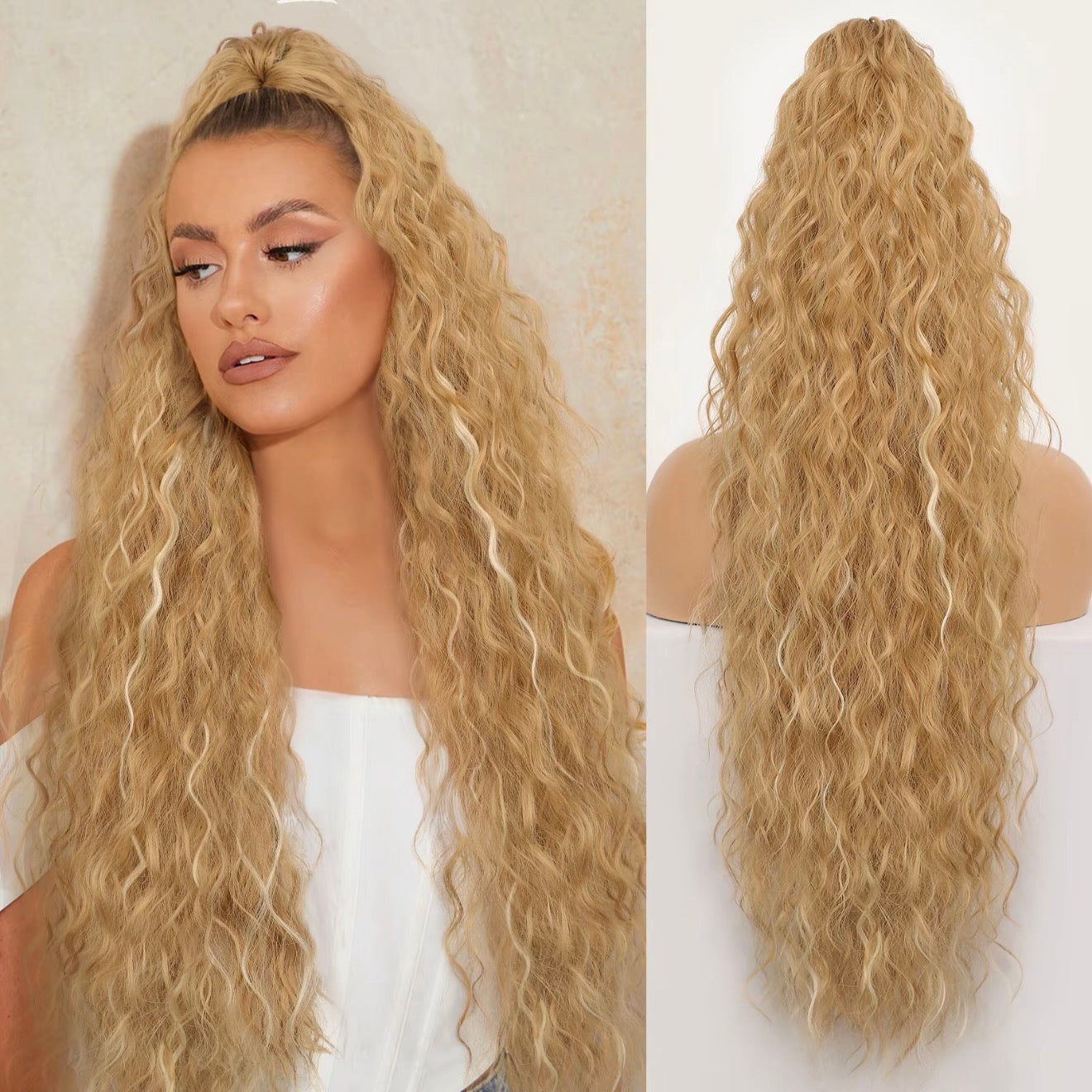 💜 LETZTER TAG DER AKTION - 🔥70 % RABATT 🔥Lockige, gewellte Frizz-Haarverlängerung mit Pferdeschwanz
