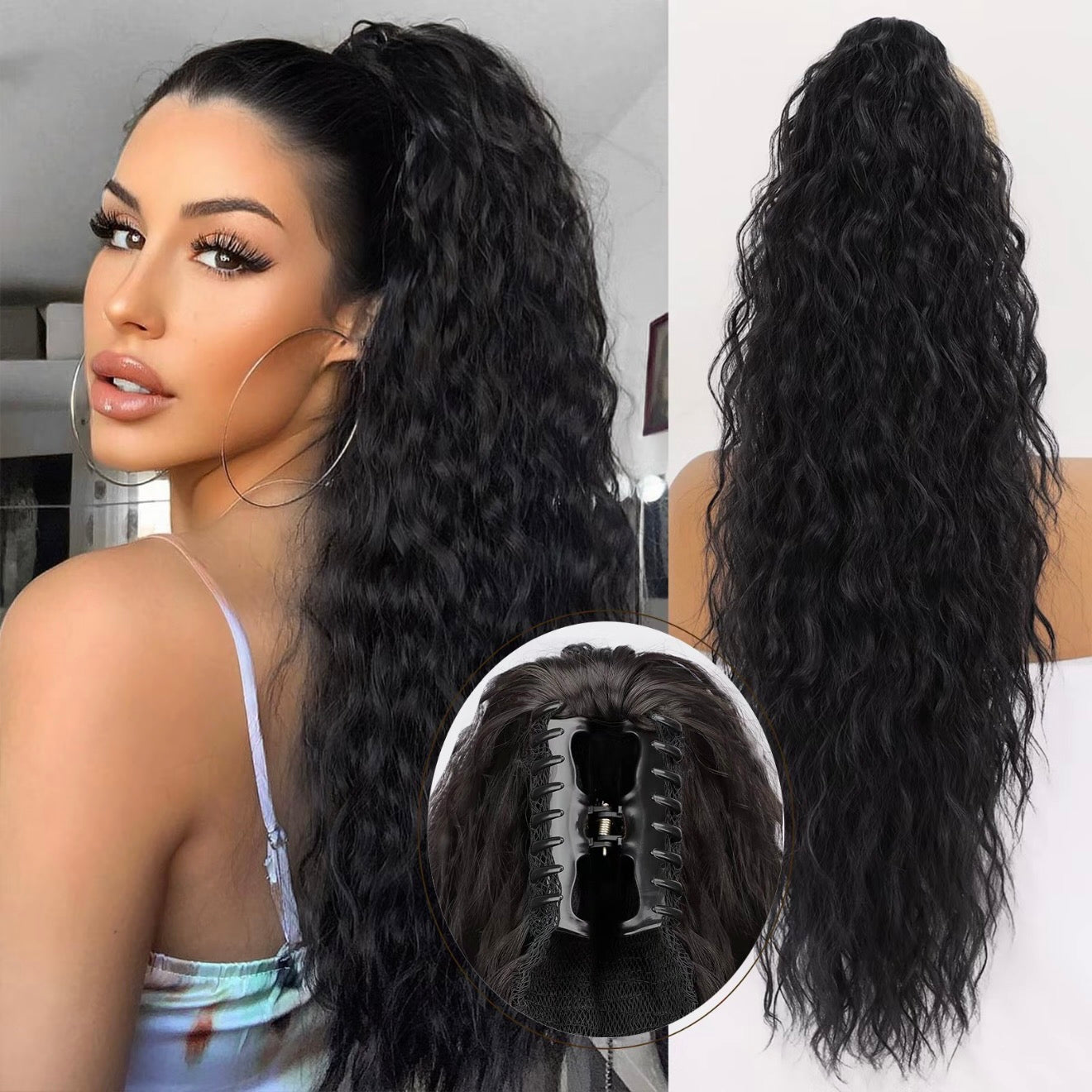 💜 LETZTER TAG DER AKTION - 🔥70 % RABATT 🔥Lockige, gewellte Frizz-Haarverlängerung mit Pferdeschwanz