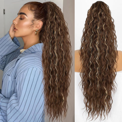 💜 LETZTER TAG DER AKTION - 🔥70 % RABATT 🔥Lockige, gewellte Frizz-Haarverlängerung mit Pferdeschwanz