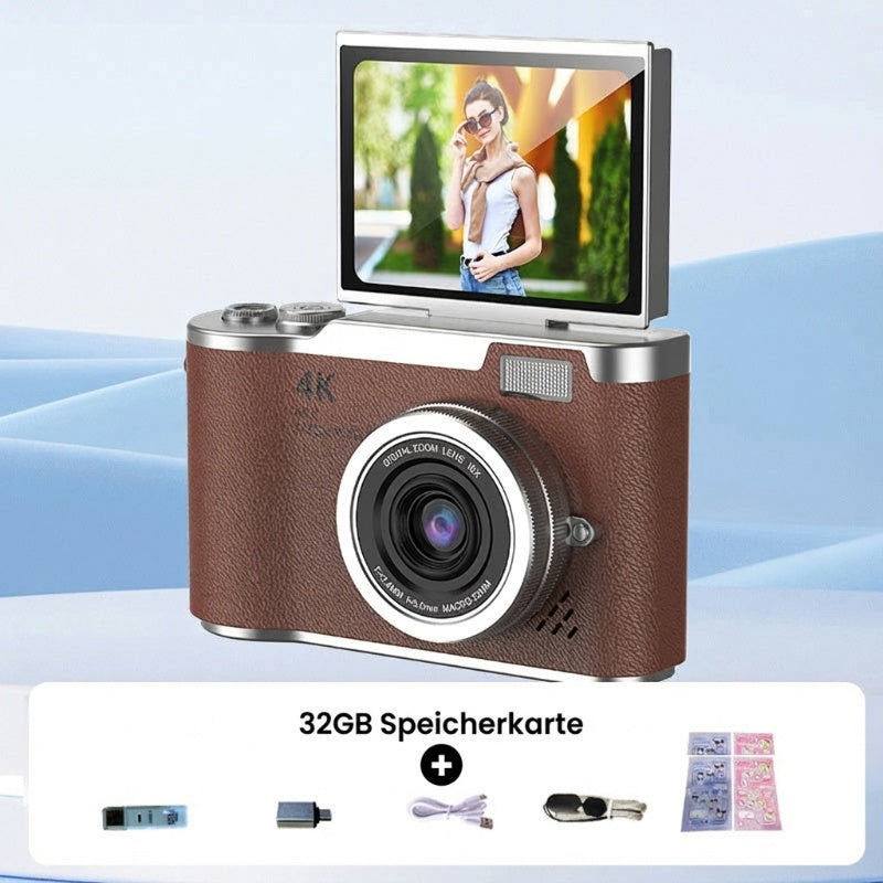 4K HD-Digitalkamera mit klappbarem Bildschirm