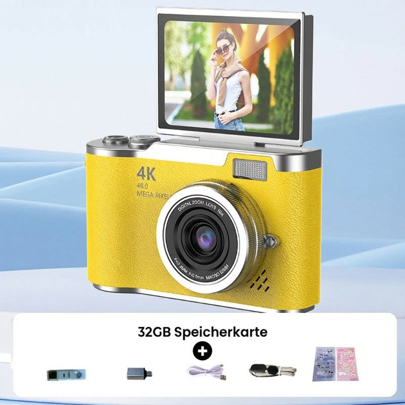 4K HD-Digitalkamera mit klappbarem Bildschirm