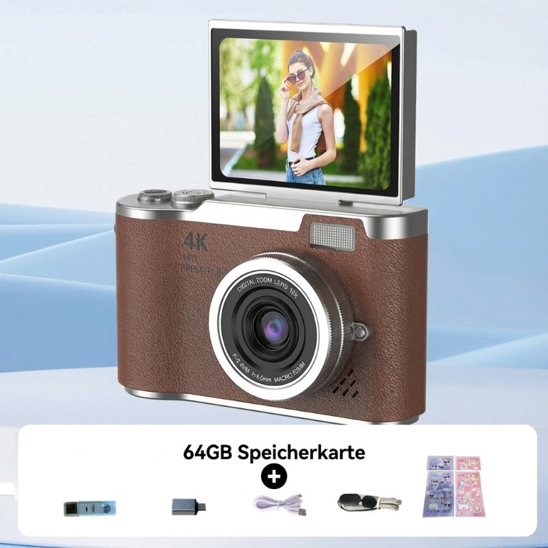 4K HD-Digitalkamera mit klappbarem Bildschirm