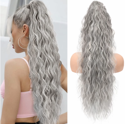 💜 LETZTER TAG DER AKTION - 🔥70 % RABATT 🔥Lockige, gewellte Frizz-Haarverlängerung mit Pferdeschwanz
