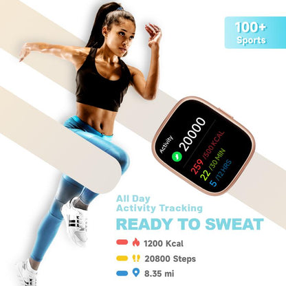 Smartwatch für Frauen und Männer, Fitness-Tracker mit Anrufannahme/-tätigung, Fitnessuhr mit Schlaf-Tracker/100 Sportarten/IP68 wasserdichtem Schrittzähler