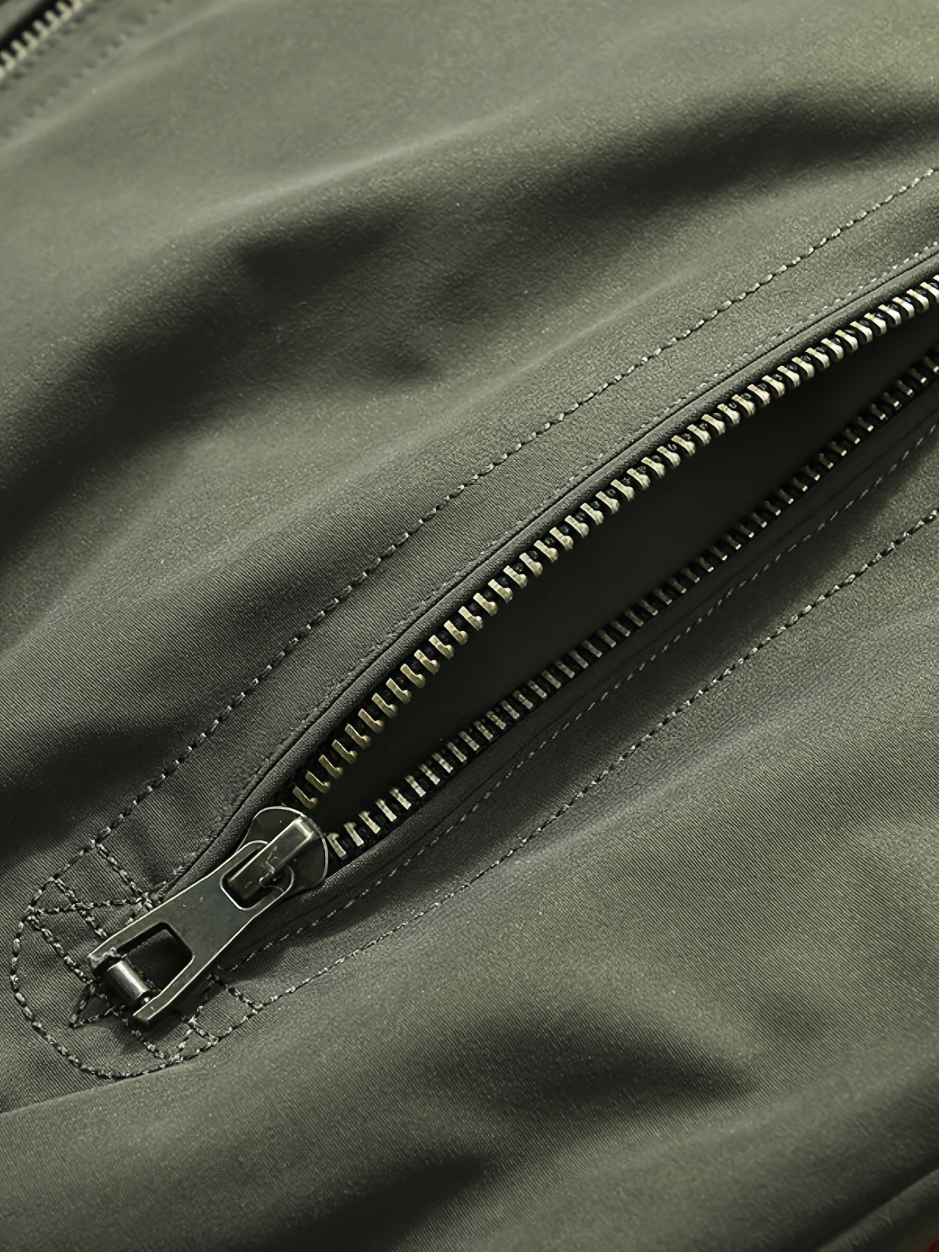Herrenjacke Olivgrün – Zweifarbige Stehkragen-Jacke mit Reißverschluss