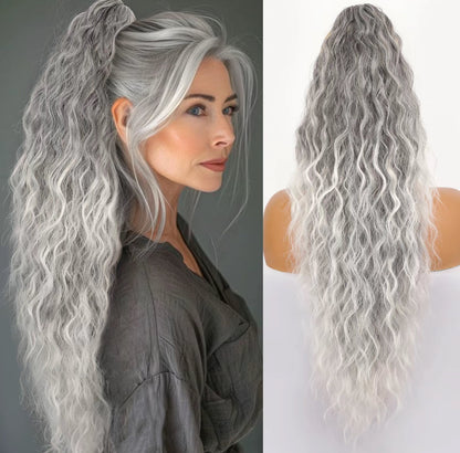 💜 LETZTER TAG DER AKTION - 🔥70 % RABATT 🔥Lockige, gewellte Frizz-Haarverlängerung mit Pferdeschwanz