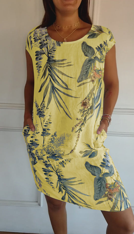 Bedrucktes ILEERA Damenkleid aus Baumwoll-Leinen – Ansicht 11