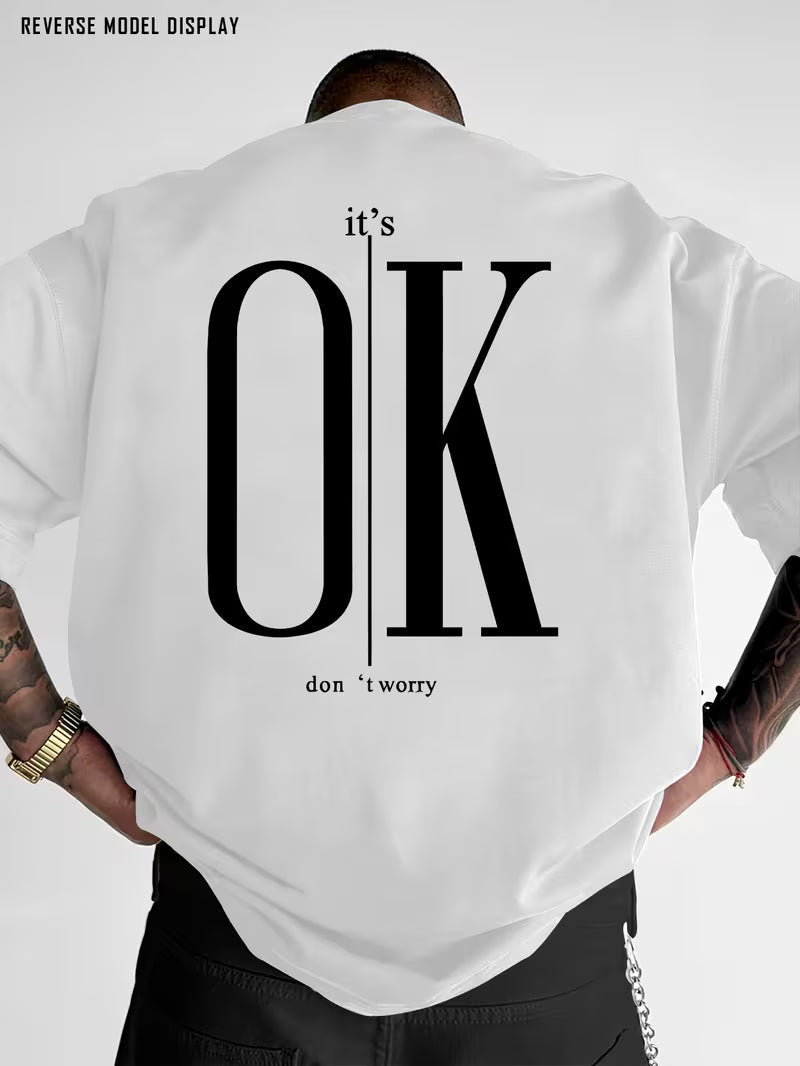 ILEERA Oversized It’s OK T-Shirt in Weiß – Rückseite