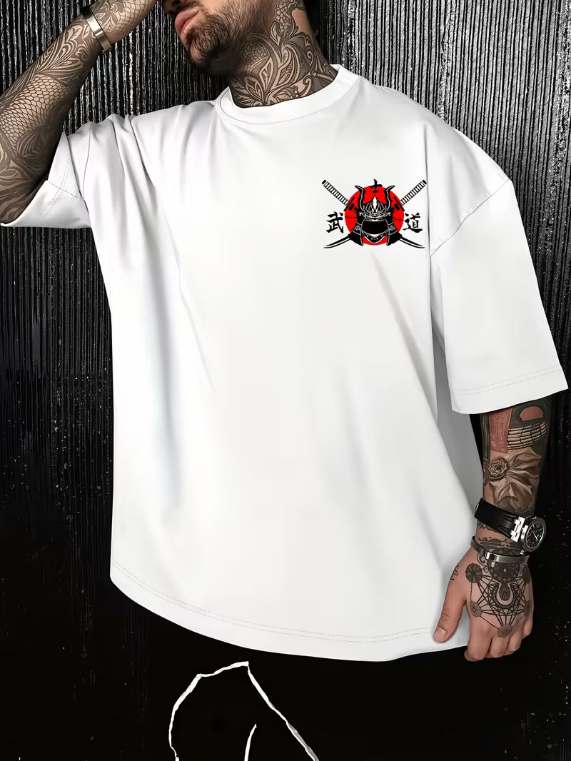 ILEERA Oversize-T-Shirt mit Japan-Art-Print in Weiß – Vorderseite