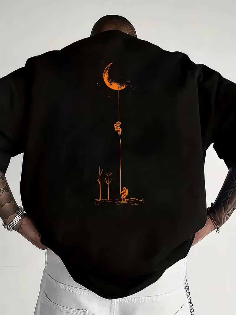 ILEERA Oversized Moon Graphic T-Shirt in Schwarz – Rückseite