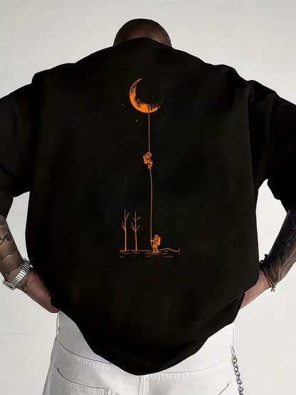 ILEERA Oversized Moon Graphic T-Shirt in Schwarz – Rückseite