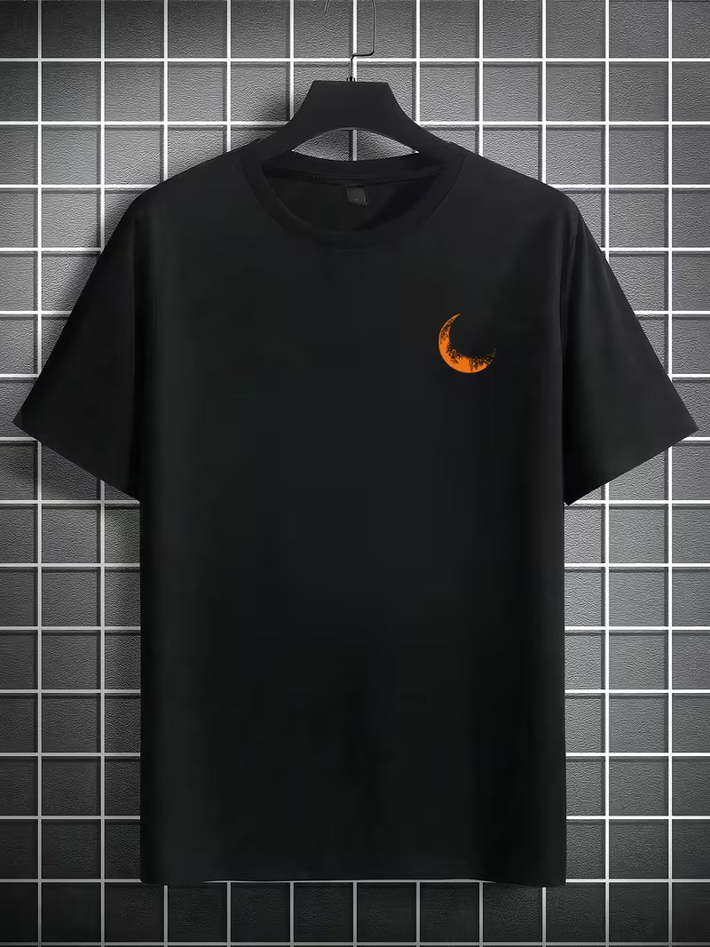 ILEERA Oversized Moon Graphic T-Shirt in Schwarz – Vorderseite