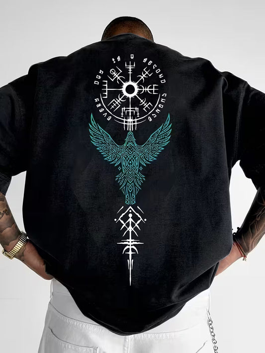 ILEERA Oversized Raven Symbol T-Shirt in Schwarz – Rückseite