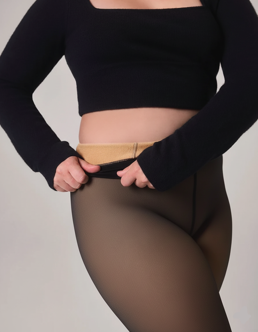 Thermo-Leggings mit Fleecefutter in Hellbraun