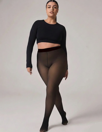 Warme Damen-Leggings in transparenter Optik