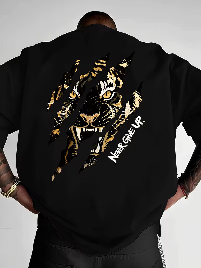 ILEERA Oversize Tiger Art T-Shirt in Schwarz – Produktansicht 3