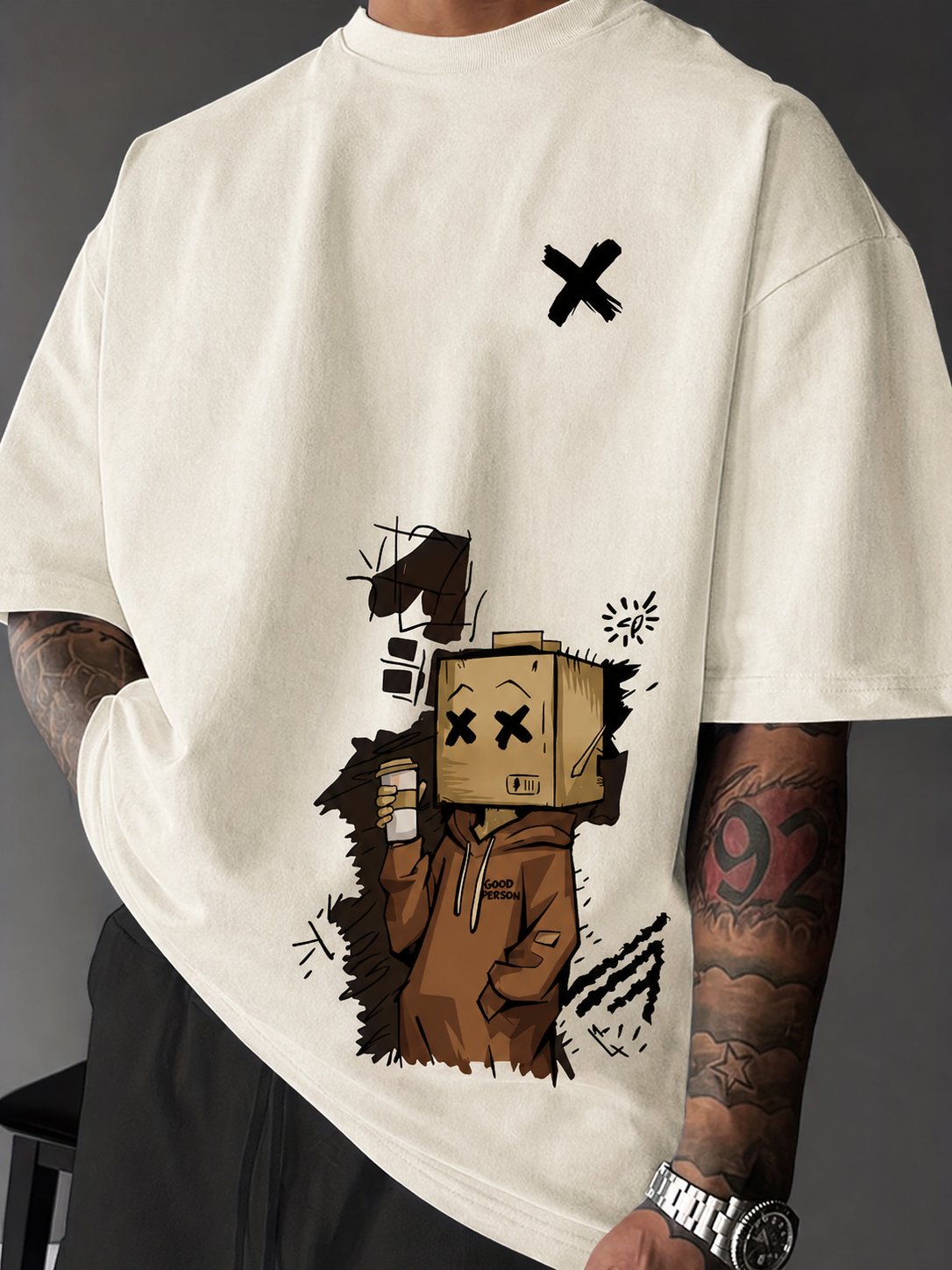 ILEERA Urban Sketch Oversize-T-Shirt in Beige
