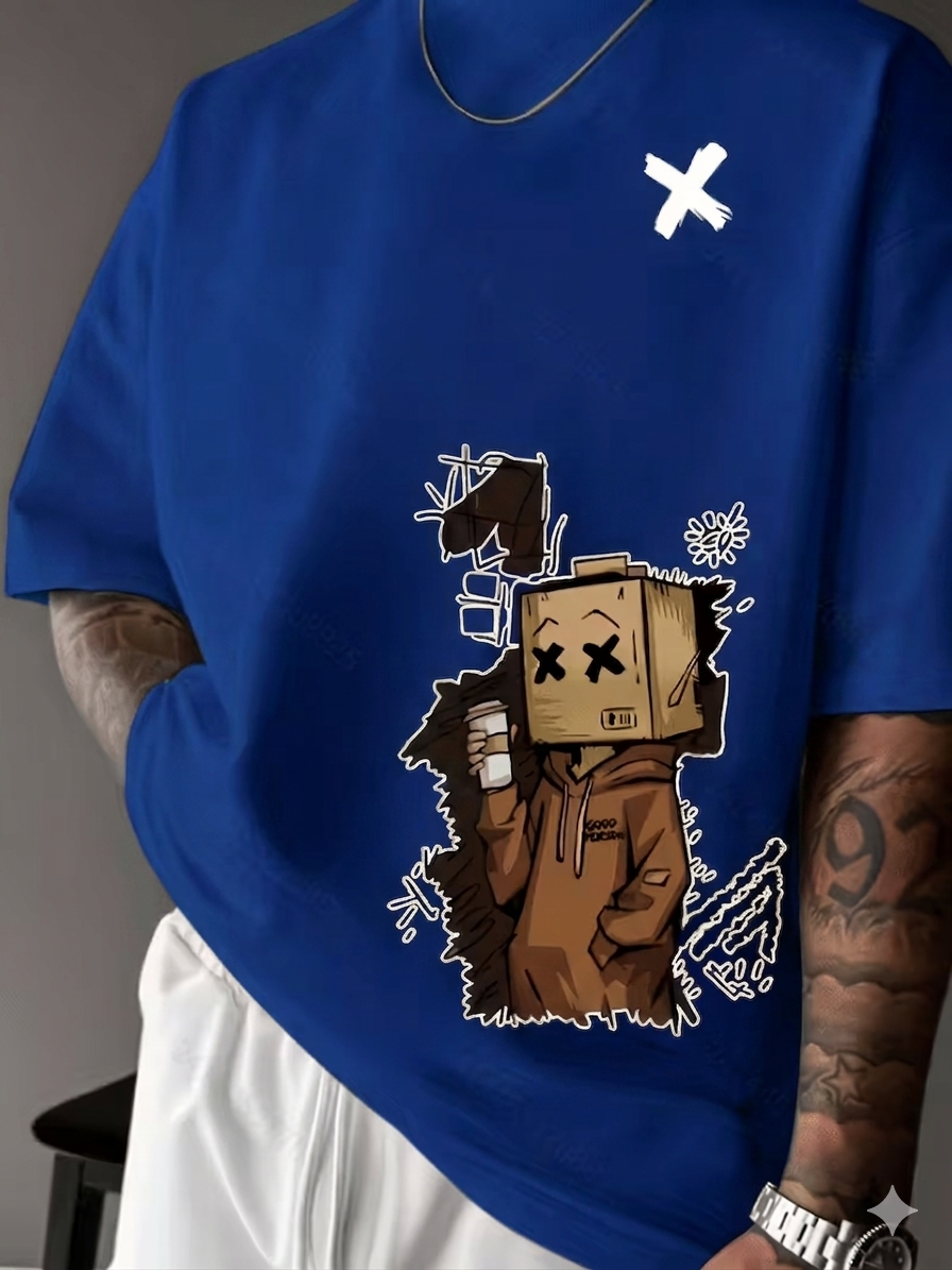 ILEERA Urban Sketch Oversize-T-Shirt in Blau