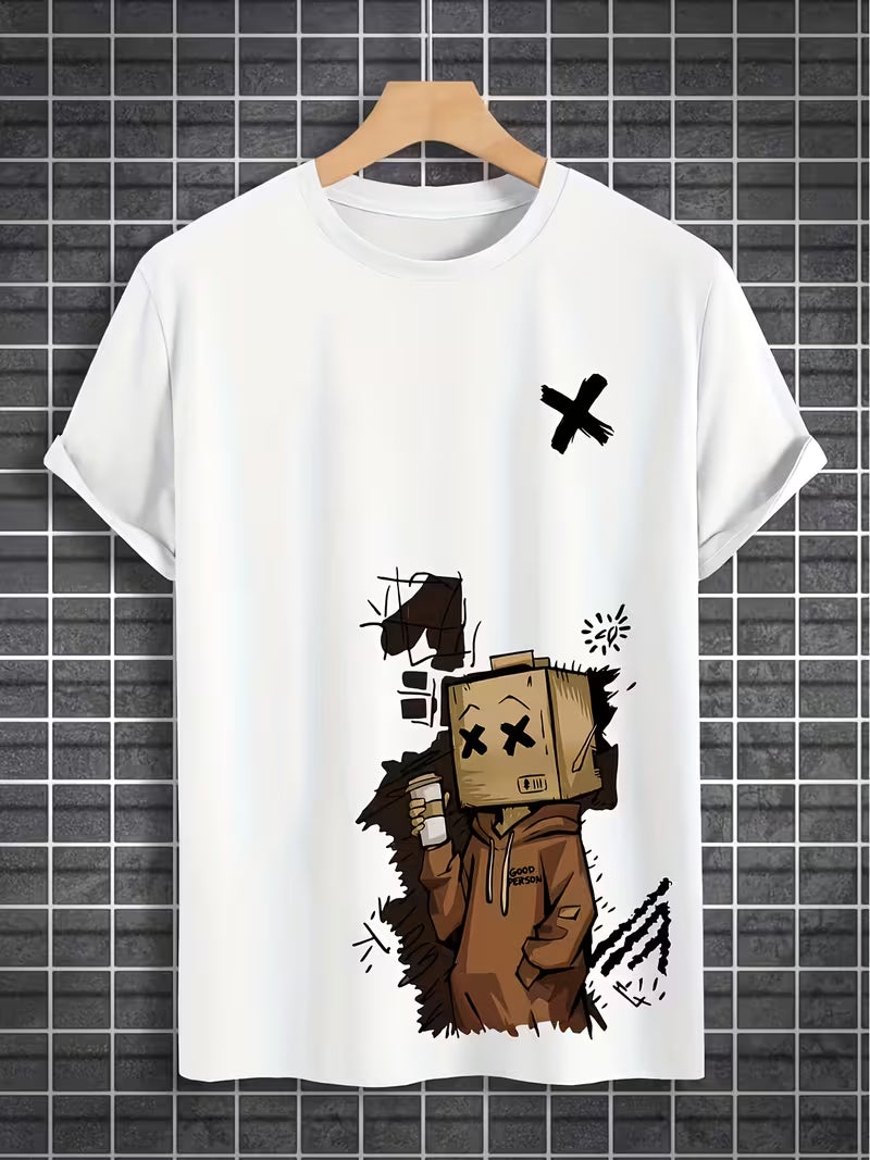 ILEERA Urban Sketch Oversize-T-Shirt in Weiß – Vorderseite