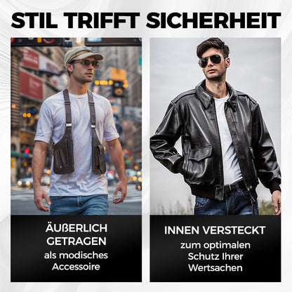 Premium Leder Unterarmtasche für Herren und Damen, dieftechnisch mit verstecktem Fach für Handys und Outdoor Ausrüstung, vielseitig für Radfahren, Wandern und mehr