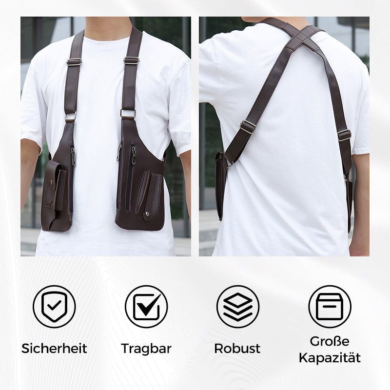Premium Leder Unterarmtasche für Herren und Damen, dieftechnisch mit verstecktem Fach für Handys und Outdoor Ausrüstung, vielseitig für Radfahren, Wandern und mehr