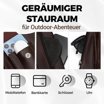 Premium Leder Unterarmtasche für Herren und Damen, dieftechnisch mit verstecktem Fach für Handys und Outdoor Ausrüstung, vielseitig für Radfahren, Wandern und mehr