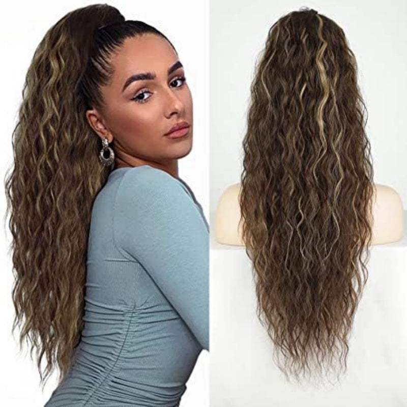 💜 LETZTER TAG DER AKTION - 🔥70 % RABATT 🔥Lockige, gewellte Frizz-Haarverlängerung mit Pferdeschwanz