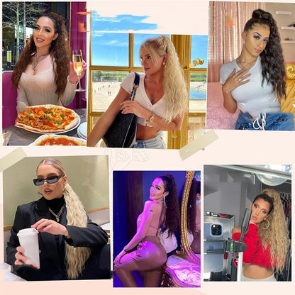 💜 LETZTER TAG DER AKTION - 🔥70 % RABATT 🔥Lockige, gewellte Frizz-Haarverlängerung mit Pferdeschwanz