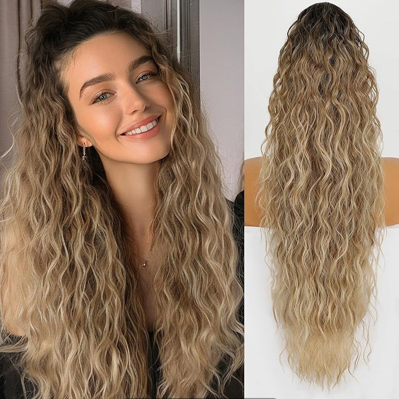 💜 LETZTER TAG DER AKTION - 🔥70 % RABATT 🔥Lockige, gewellte Frizz-Haarverlängerung mit Pferdeschwanz