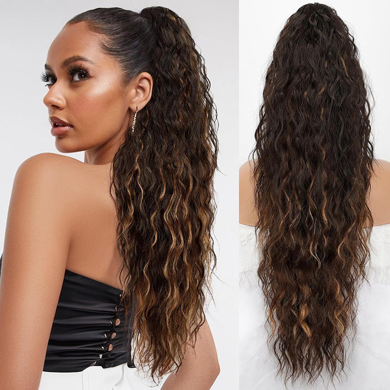💜 LETZTER TAG DER AKTION - 🔥70 % RABATT 🔥Lockige, gewellte Frizz-Haarverlängerung mit Pferdeschwanz