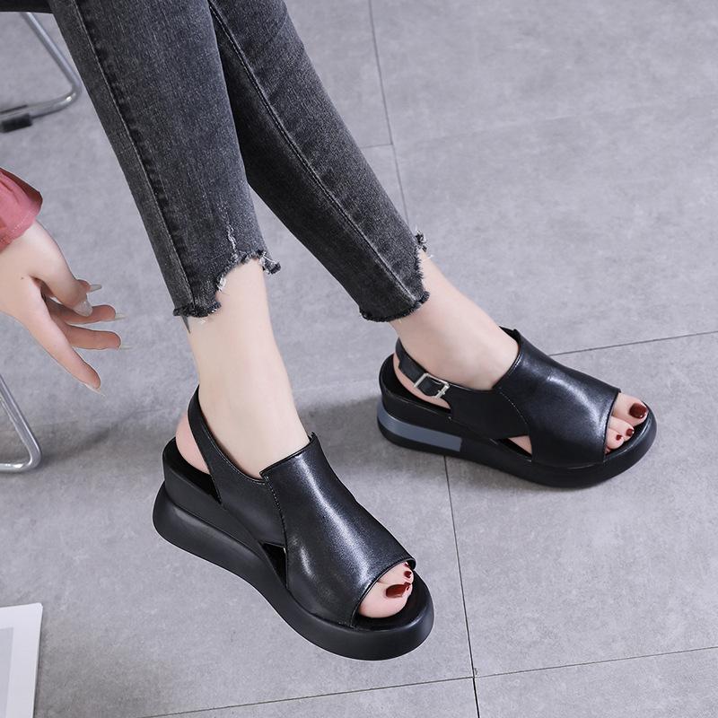 ❤️Keilsandalen für Damen – einfarbig, offene Zehenpartie