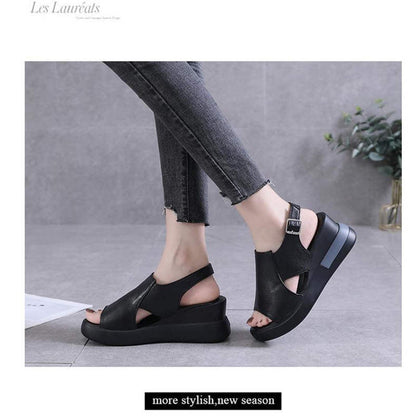 ❤️Keilsandalen für Damen – einfarbig, offene Zehenpartie