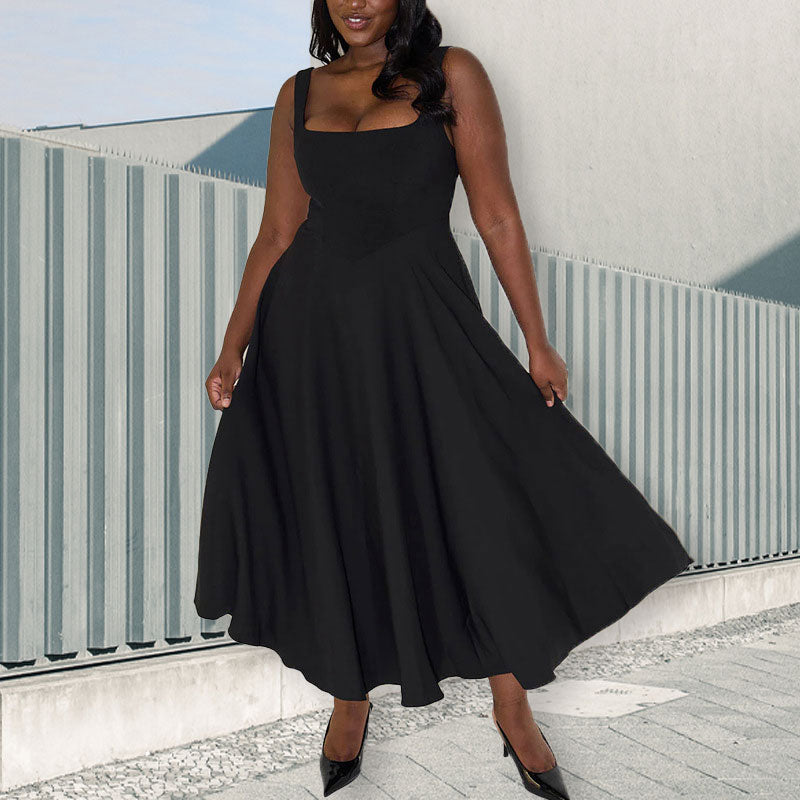 Fließendes A-Linien-Tank-Midikleid