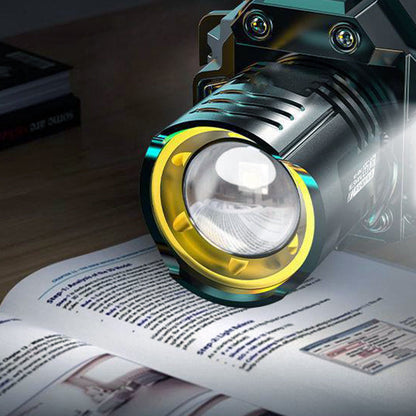 Wasserdichte, wiederaufladbare Outdoor-Stirnlampe mit Stirnband