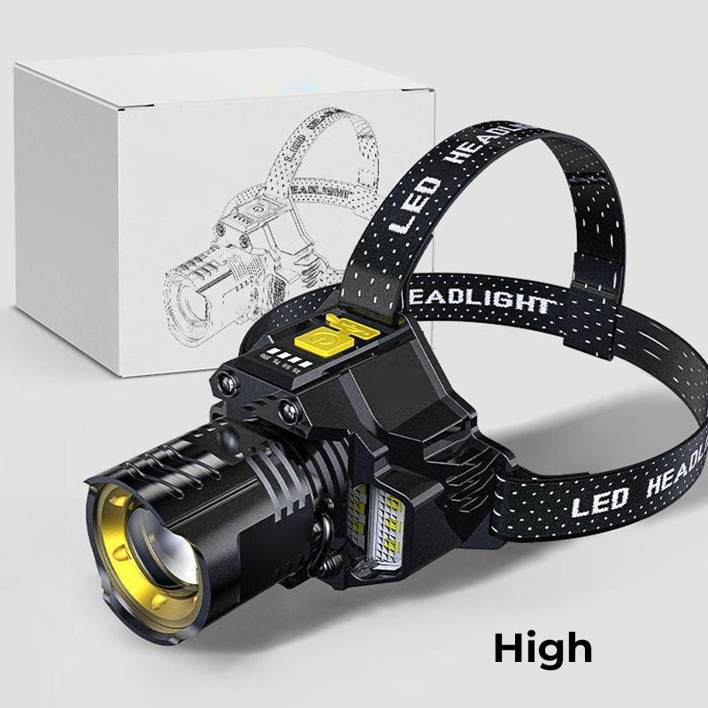 Wasserdichte, wiederaufladbare Outdoor-Stirnlampe mit Stirnband