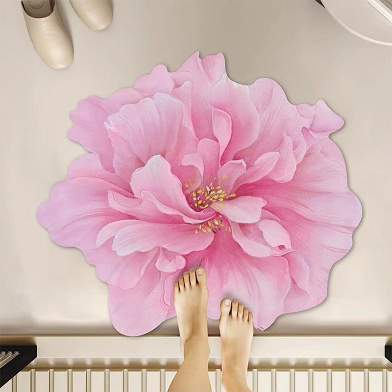 Stark wasserabsorbierende Badematte aus Kieselgur mit Blumenmuster