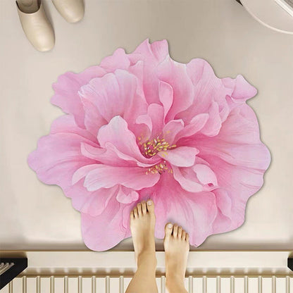Stark wasserabsorbierende Badematte aus Kieselgur mit Blumenmuster