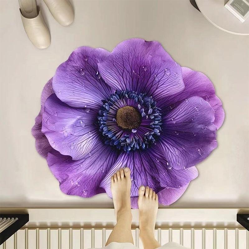 Stark wasserabsorbierende Badematte aus Kieselgur mit Blumenmuster