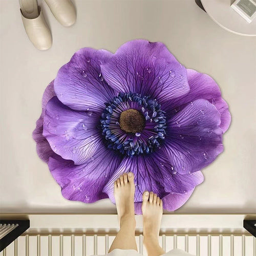 Stark wasserabsorbierende Badematte aus Kieselgur mit Blumenmuster